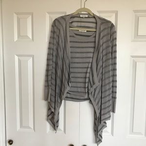 Calvin Klein silver striped cardigan with tank set